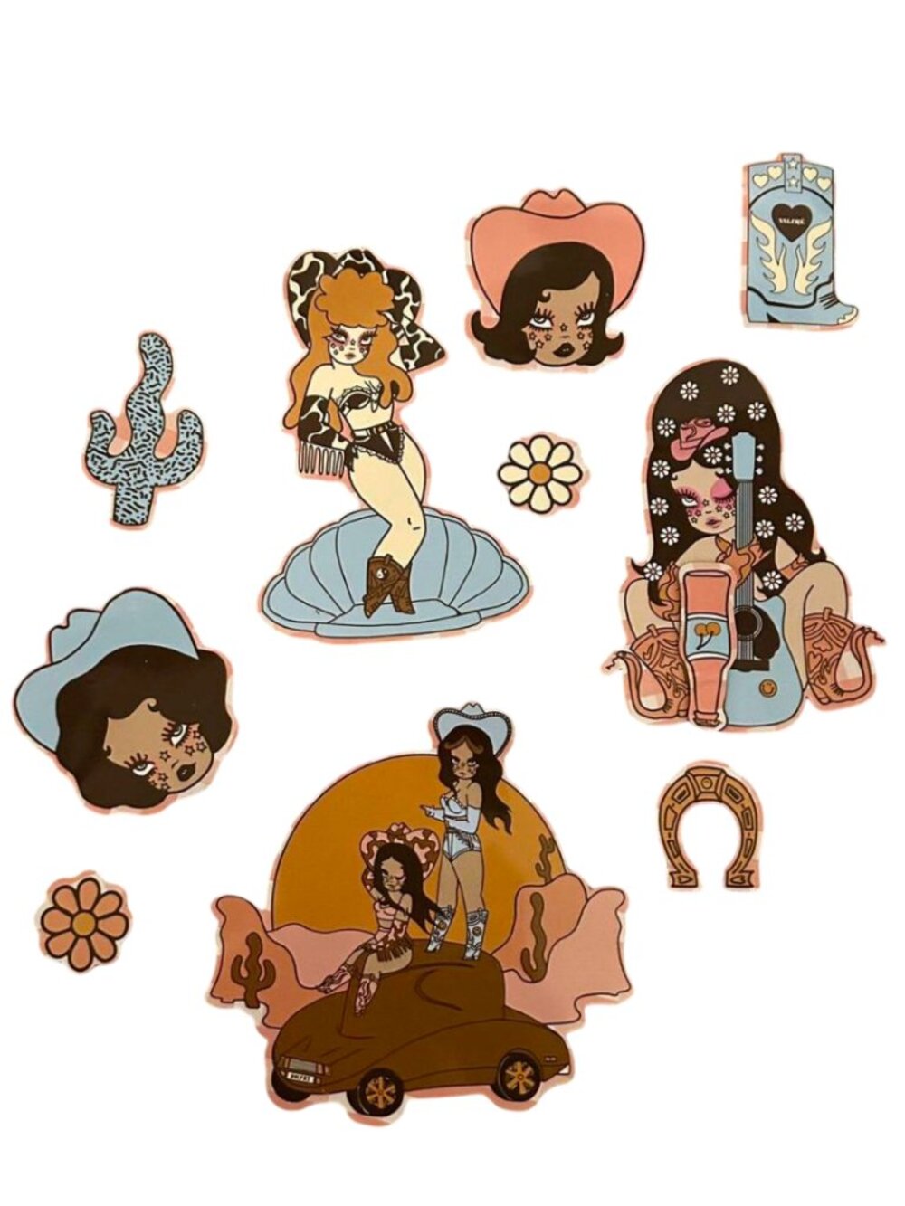 RARE Valfré "Wild Wild West" Western Cowgirl-Themed Magnet Set